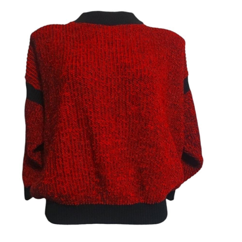 Vintage sweater red and black balloon sleeve 90's M